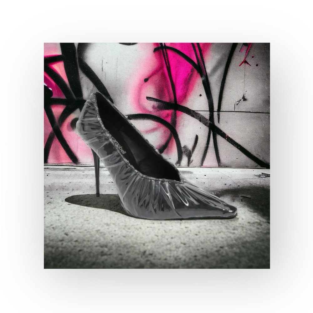 new Jeffrey Campbell ༄ Ikon Plastic Wrapped Pointy Toe Spike Stiletto Pumps ༄ 6M